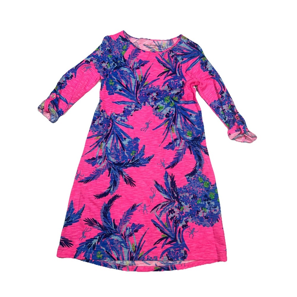 Lilly Pulitzer Surfcrest Swing Dress Tiki Pink Monkey Out On A Limb Size XS